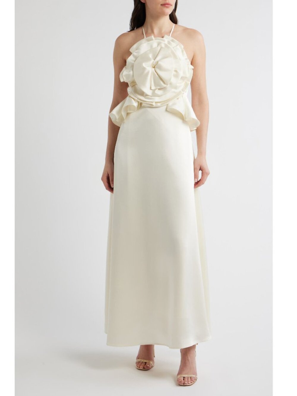 CIEBON Tashi Rosette Bodice Satin Gown